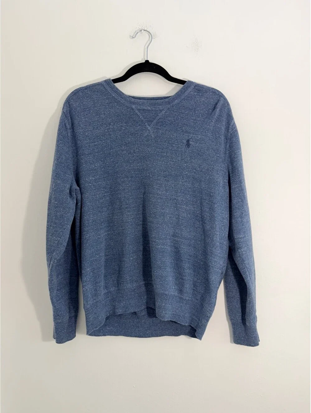 Polo Ralph Lauren Blue 100% Cotton Crewneck Sweater Men’s M Pony Logo